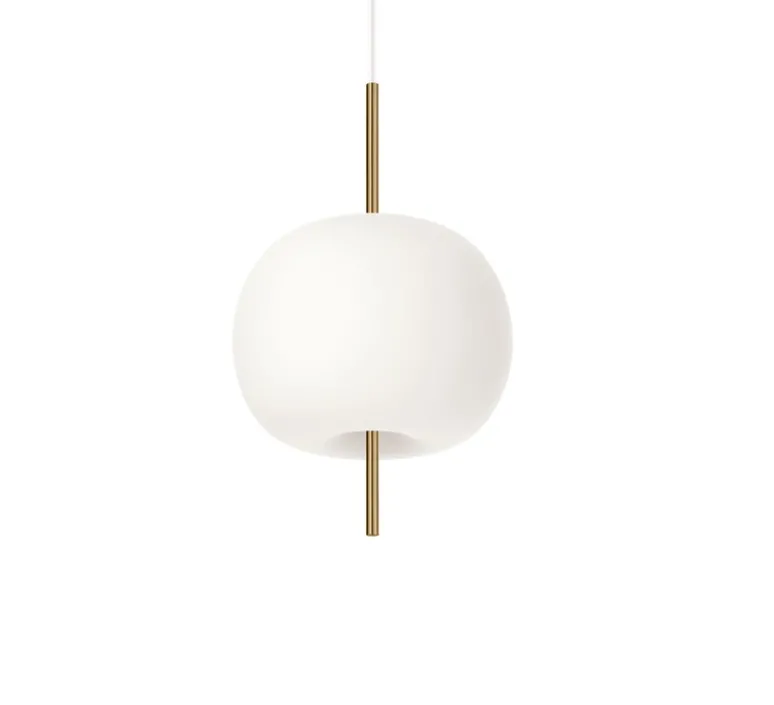 Suspension*KDLN Suspension, Kushi 16, , Ø16cm, H26cm - blanc et laiton