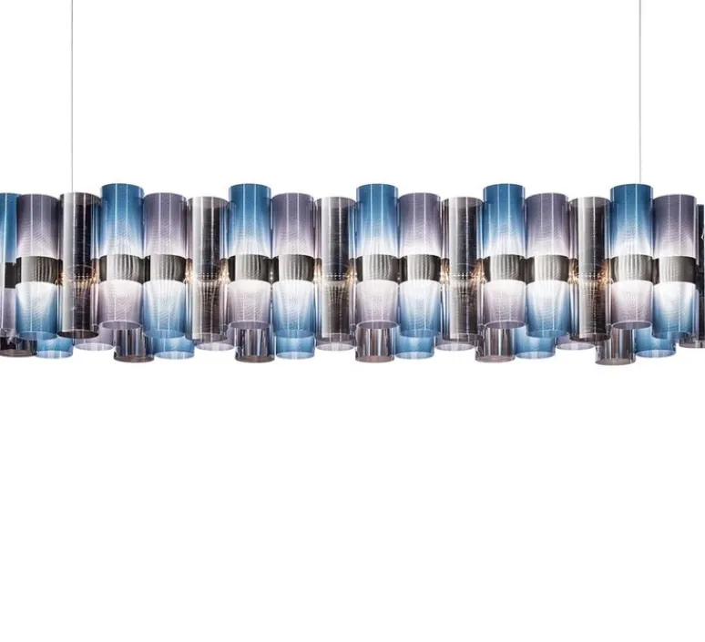 Suspension*Slamp Suspension, La lollo linear 140, , LED, dim, 2700K, 12420 lm, L142cm, H28cm - bleu, violet