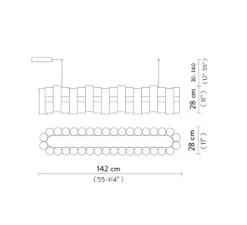 Suspension, La lollo linear 140, blanc, LED, dim, 2700K, 12420 lm, L142cm, H28cm - Slamp