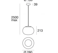 Suspension*Stilnovo Suspension, La Mariée, , LED, dim, 3000K, 1008 lm, Ø28cm, H21,3cm - gris fumé