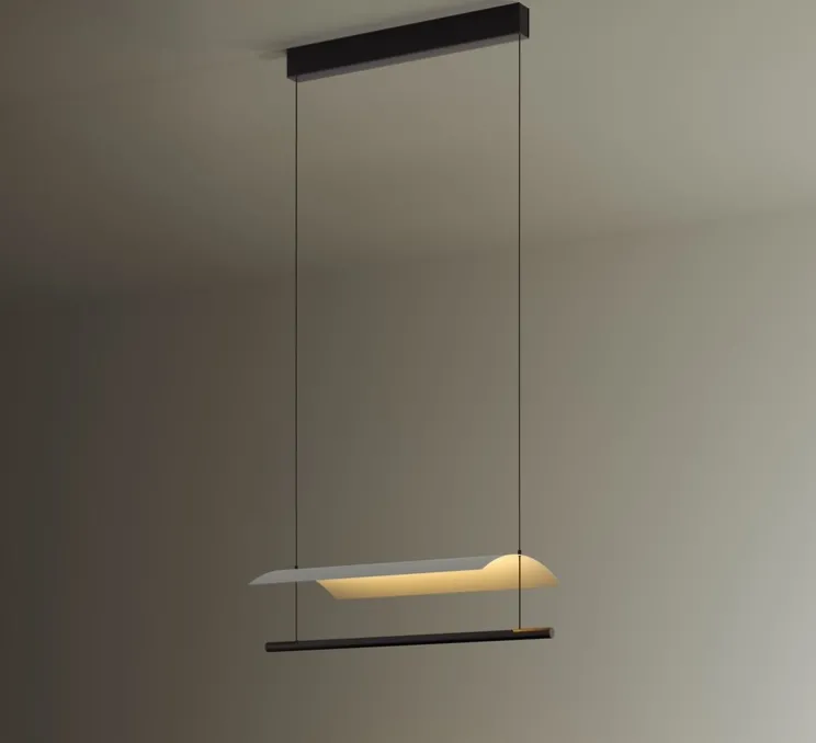 Suspension, Lamina 45, noir et blanc, LED, dim, 2700K, 711 lm, L58,7cm, H12,6cm - Santa & Cole
