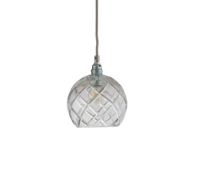 Suspension*Ebb and Flow Suspension, Large Check, Crystal Rowan 15,5, , Ø15cm, H15cm - transparent, argent