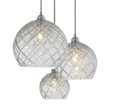 Suspension*Ebb and Flow Suspension, Large Check, Crystal Rowan 15,5, , Ø15cm, H15cm - transparent, argent