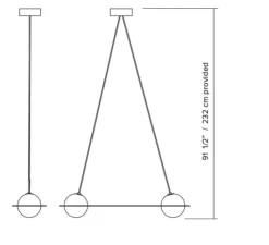 Suspension*Lambert&Fils Suspension, Laurent 03, , 2700K, 639lm, L76cm, H14cm - noir