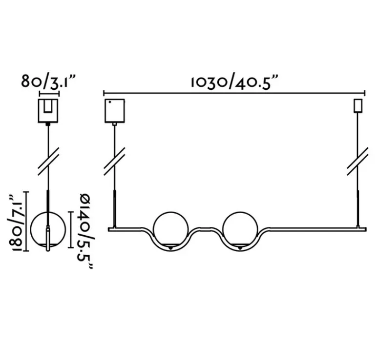 Suspension*Faro Suspension, Le vita, , LED, 2700k, 1200lm, L103cm, H18cm - blanc, or