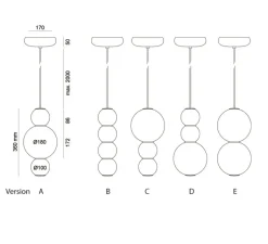 Suspension*Formagenda Suspension, LED, 1180 lm, 2700 K, C, Pearls , , Ø18cm, H36cm - blanc, or