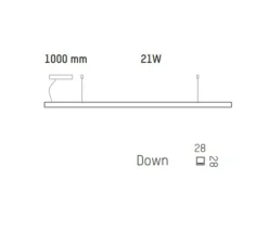 Suspension, LED28, chêne, 3000k, Dimmable,L100cm - TUNTO