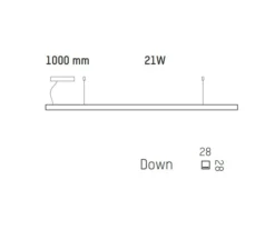 Suspension, LED28, chêne, 2700K, L100cm - TUNTO