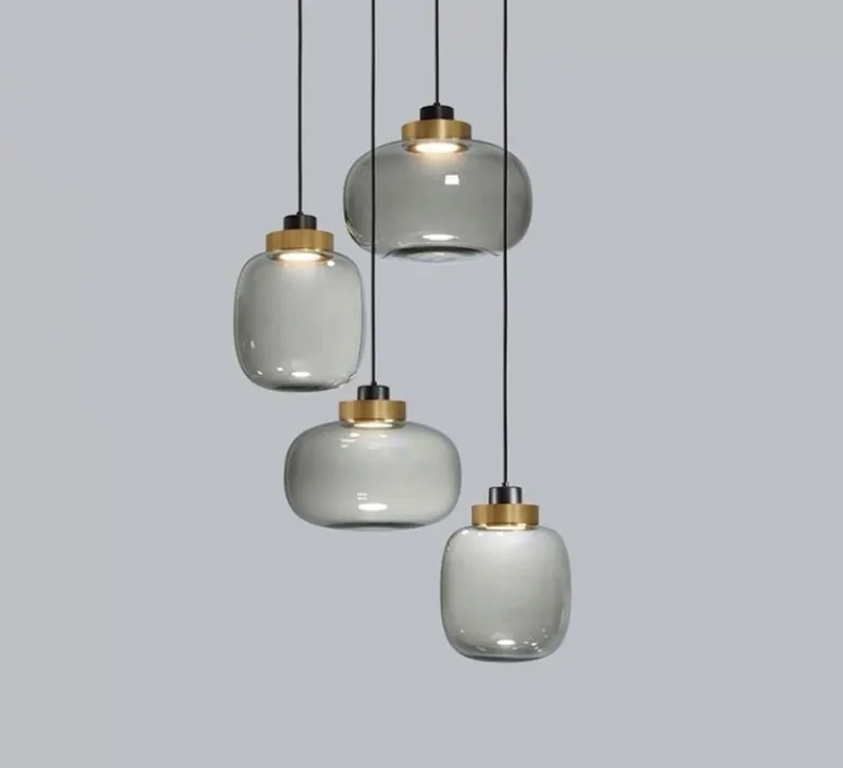 Suspension*Tooy Suspension, Legier 557.24, , IP40, LED, 2700K, 1200lm, Ø35cm, H28cm - verre fumé, laiton