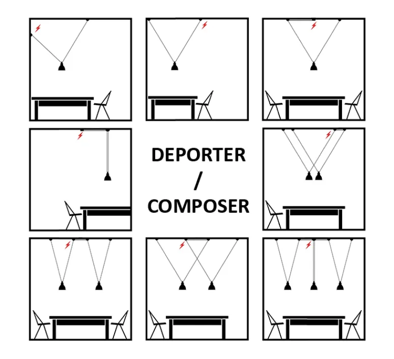 Suspension*DCW éditions Paris Suspension, Les Acrobates de Gras N°322, , Ø32cm, H23cm - noir/intérieur blanc