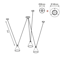 Suspension*DCW éditions Paris Suspension, Les Acrobates de Gras N°325, x3, , Ø17cm, H17cm - noir/intérieur blanc