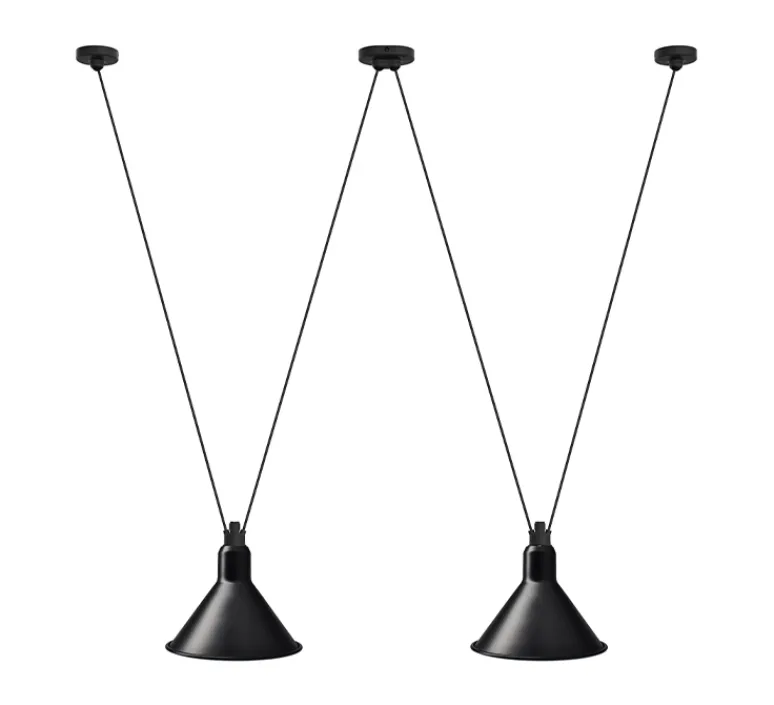 Suspension*DCW éditions Paris Suspension, Les Acrobates de Gras N°324, , Ø32cm, H23cm - noir/intérieur blanc
