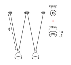 Suspension*DCW éditions Paris Suspension, Les Acrobates de Gras N°324, , Ø32cm, H23cm - noir/intérieur blanc