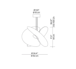 Suspension*Luceplan Suspension, Levante, , LED, dim, coupure de phase, 2700K, 1230lm, 28W, Ø62cm, H44cm - blanc