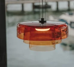 Suspension*LEDS C4 Suspension, Levels, 3 bodies, , LED, dim, 2700-3000-4000K, 1255 lm, Ø42cm, H26cm - Ambré