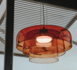 Suspension*LEDS C4 Suspension, Levels, 3 bodies, , LED, dim, 2700-3000-4000K, 1255 lm, Ø42cm, H26cm - Ambré