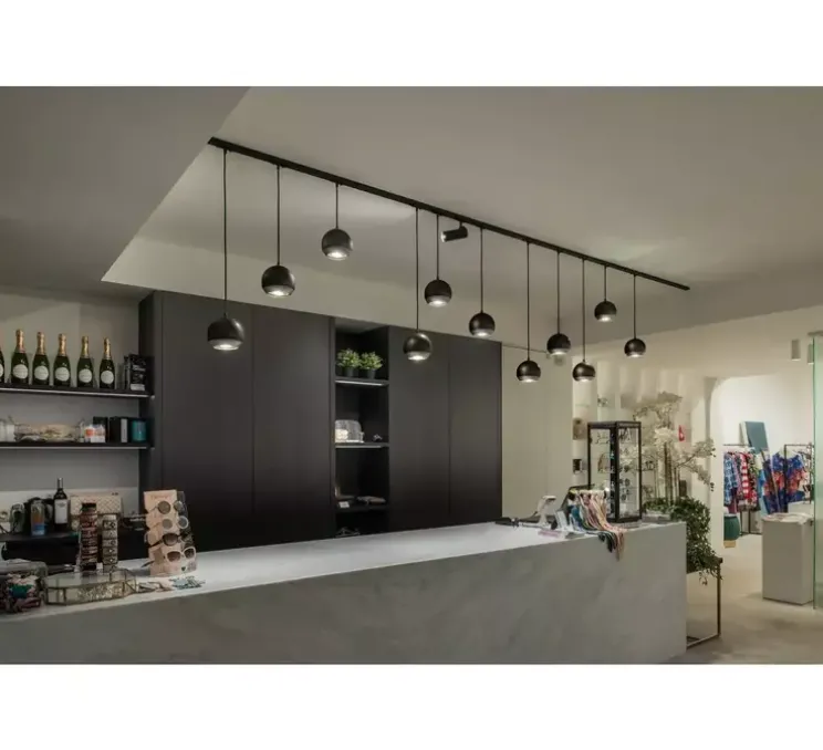 Suspension, LIGHT EYE 150 QPAR111, pour rail, noir, chrome, Ø15cm, H12cm - SLV