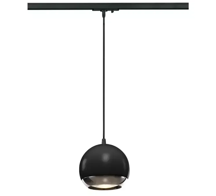 Suspension, LIGHT EYE 150 QPAR111, pour rail, noir, chrome, Ø15cm, H12cm - SLV