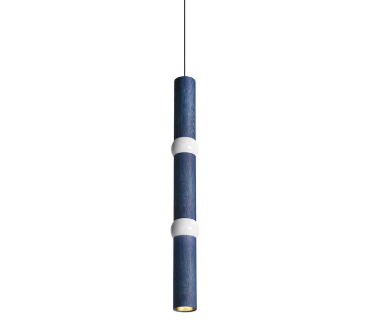 Suspension, Lightbone L, bleu, LED, Ø7,6cm, H83,6cm - Oblure