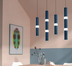 Suspension*Oblure Suspension, Lightbone M, , LED, Ø7,6cm, H53,6cm - bleu