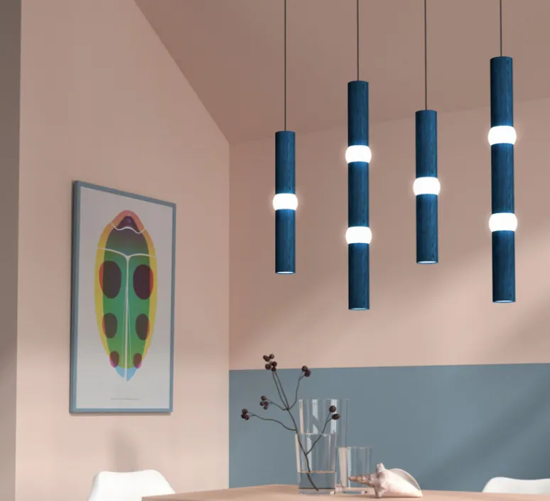 Suspension*Oblure Suspension, Lightbone M, , LED, Ø7,6cm, H53,6cm - bleu