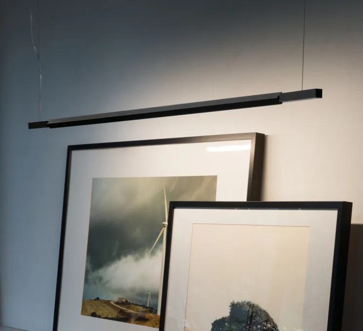 Suspension, Linescapes, horizontal, noir, LED, 3000K, 2100lm, IP44, dimmable, L130cm, H2cm - Nemo Lighting
