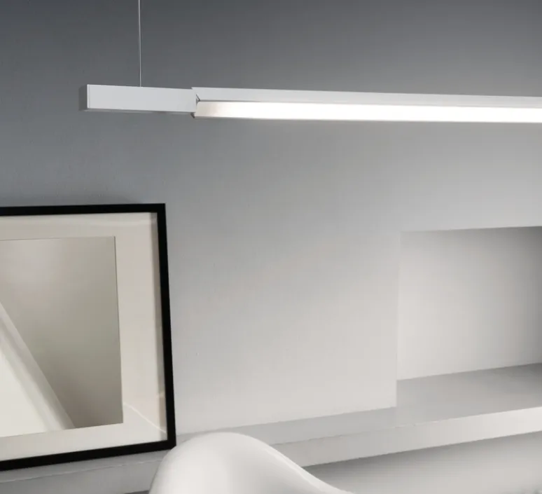 Suspension*Nemo Lighting Suspension, Linescapes, horizontal, , LED, 3000K, 1765lm, dimmable, L200cm, H2cm - blanc