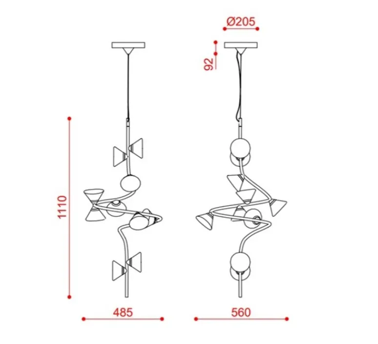 Suspension*Tooy Suspension, Linfa 565.22m, , IP40, LED, dim, 2700K, 3500 lm, Ø56cm, H111cm - titanium