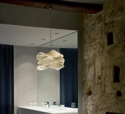 Suspension, Link, Blanc ivoire, câble noir, Ø46cm, H28cm - LZF