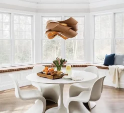 Suspension*LZF Suspension, Link, bois de cerisier, câble transparent, nickel, Ø46cm, H28cm- marron