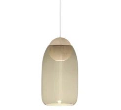 Suspension*Mater Suspension, Liuku, , Ø19,5cm, H34,5cm - verre fumé, bois