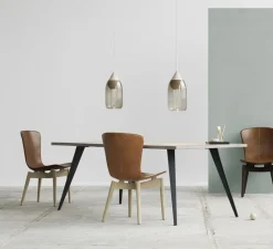 Suspension*Mater Suspension, Liuku, , Ø19,5cm, H40,5cm - verre fumé, bois