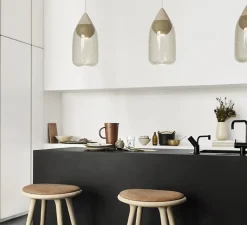 Suspension*Mater Suspension, Liuku, , Ø19,5cm, H40,5cm - verre fumé, bois