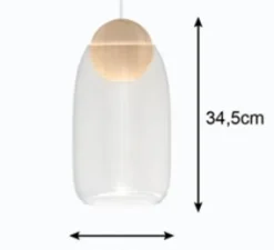 Suspension*Mater Suspension, Liuku, , Ø19,5cm, H34,5cm - verre transparent, bois