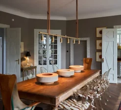 Suspension*Rubn Suspension, Long John 6, , L220cm, H17cm - Laiton, sangle en cuir marron