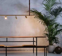 Suspension*Rubn Suspension, Long John 6, , L220cm, H17cm - Laiton, sangle en cuir marron