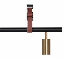 Suspension*Rubn Suspension, Long John 6, , L220cm, H17cm - Noir bronze et cuir marron