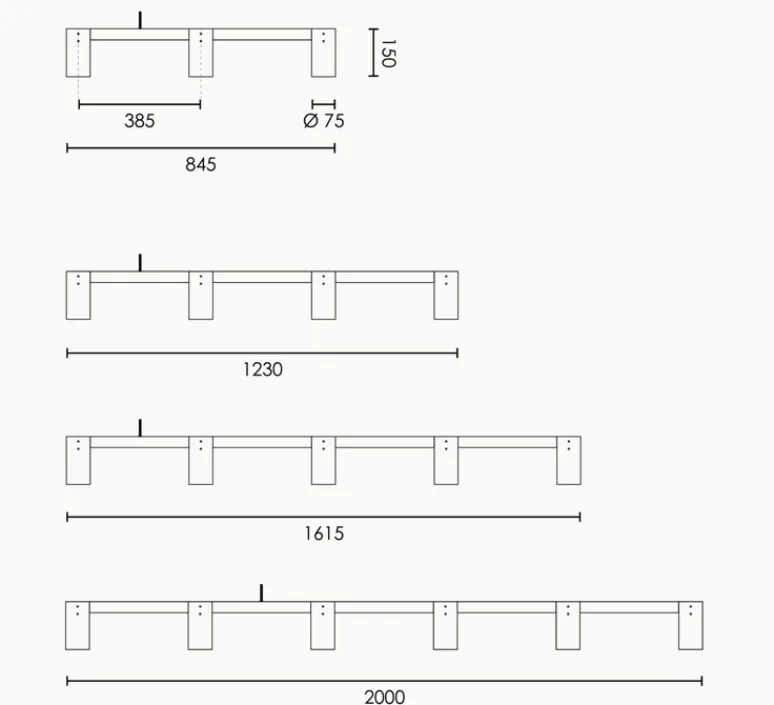 Suspension*Rubn Suspension, Long Kennedy 3, , L84,5cm, H15cm - bronze