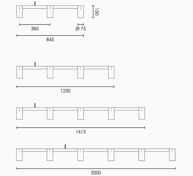 Suspension*Rubn Suspension, Long Kennedy 4, , L123cm, H15cm - bronze