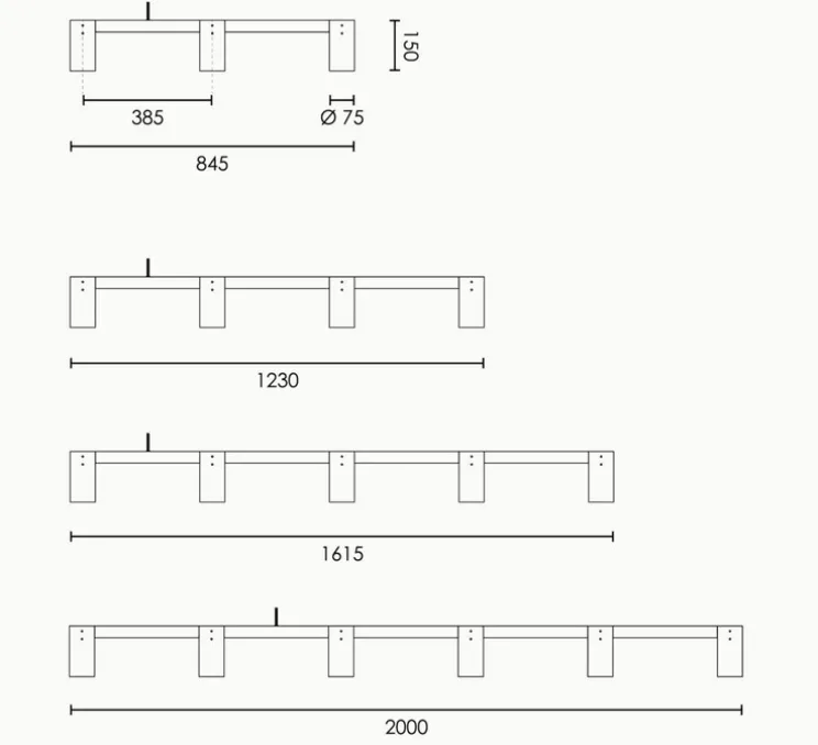 Suspension, Long Kennedy 5, bronze, L161,5cm, H15cm - Rubn