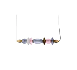 Suspension*Elements lighting Suspension, Léonor horizontale, , L82,6cm, H15cm - rose, doré miroir, fumé