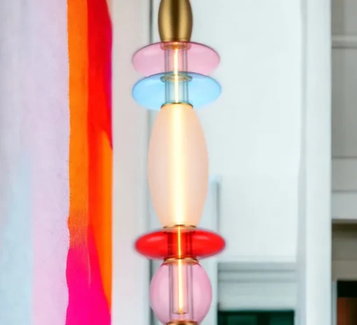 Enfants|Suspension*Elements lighting Suspension, Léonor verticale, , Ø15cm, H55cm - bleu, rouge, opaque