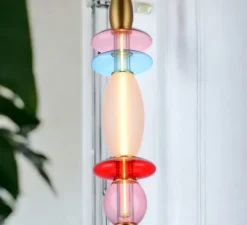 Enfants|Suspension*Elements lighting Suspension, Léonor verticale, , Ø15cm, H55cm - bleu, rouge, opaque