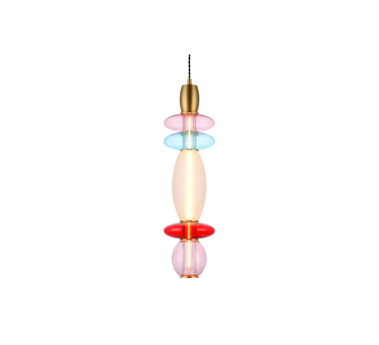 Enfants|Suspension*Elements lighting Suspension, Léonor verticale, , Ø15cm, H55cm - bleu, rouge, opaque