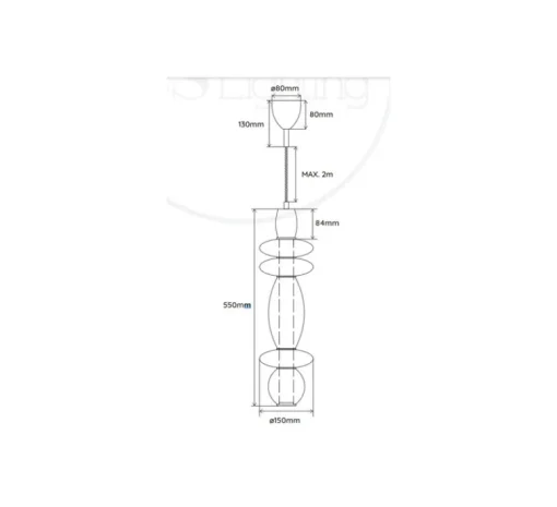 Enfants|Suspension*Elements lighting Suspension, Léonor verticale, , Ø15cm, H55cm - bleu, rouge, opaque