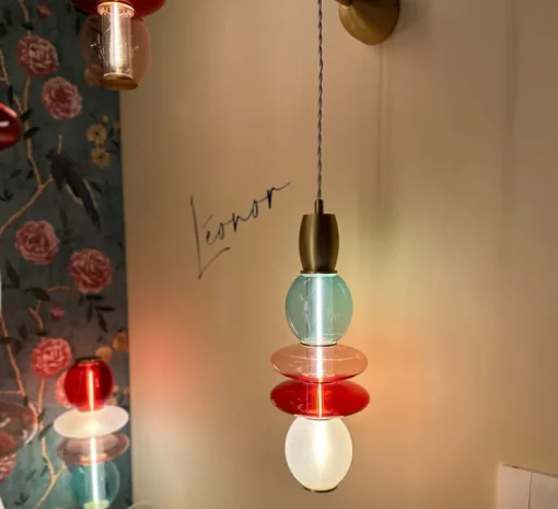 Enfants|Suspension*Elements lighting Suspension, Léonor verticale, , Ø15cm, H39,7cm - bleu, rouge, opaque