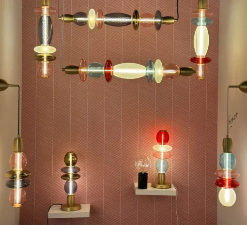 Enfants|Suspension*Elements lighting Suspension, Léonor verticale, , Ø15cm, H39,7cm - bleu, rouge, opaque