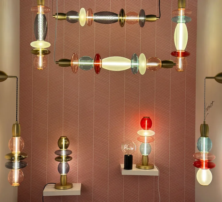 Enfants|Suspension*Elements lighting Suspension, Léonor verticale, , Ø15cm, H39,7cm - bleu, rouge, opaque