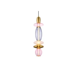 Enfants|Suspension*Elements lighting Suspension, Léonor verticale, , Ø15cm, H55cm - rose, doré miroir, fumé