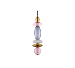 Enfants|Suspension*Elements lighting Suspension, Léonor verticale, , Ø15cm, H55cm - rose, doré miroir, fumé